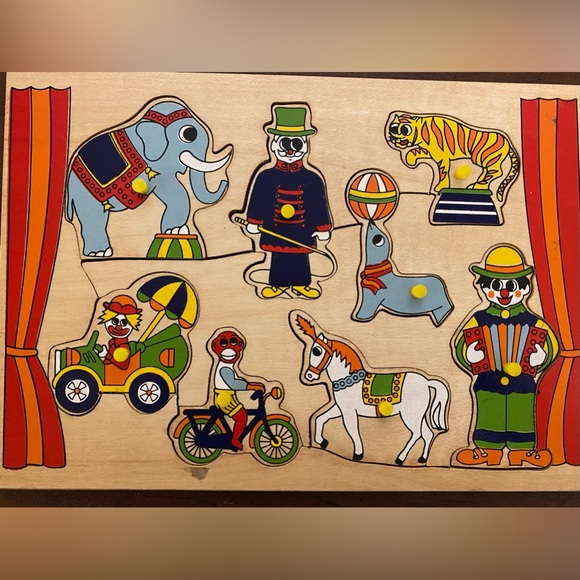 Toys Rare Vintage Childrens Wooden Circus Puzzle Poshmark